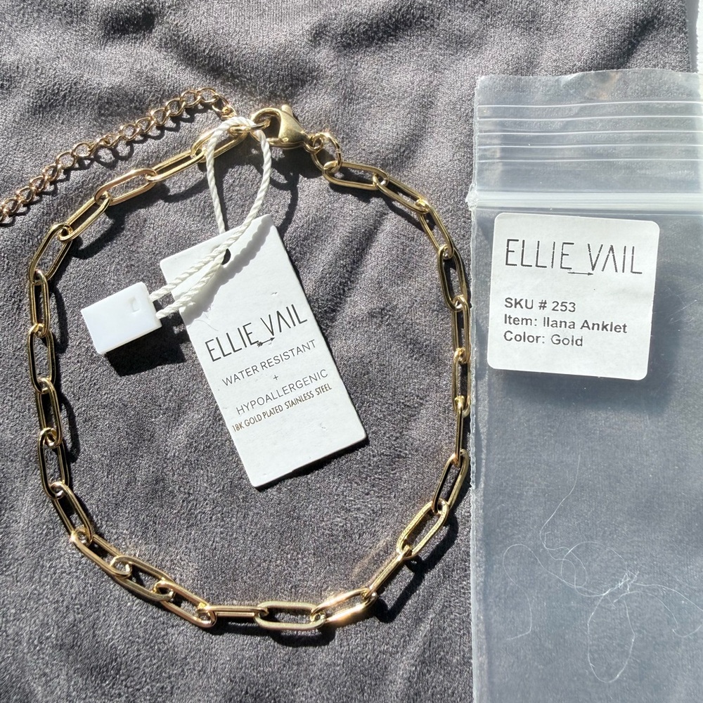 Ellie Vail 18k Electro Plated Gold Water Resistant Chain Anklet - Ilana